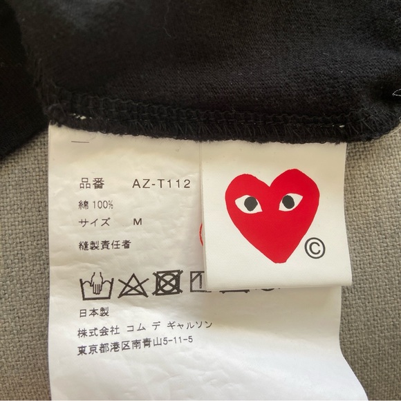 Comme Des Garcons Play Heart Print Tee Shirt Black size Medium - Picture 6 of 8